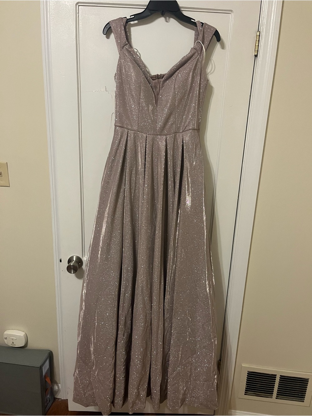 Sparkle A-Line Evening Dress in Dusty Rose with pockets